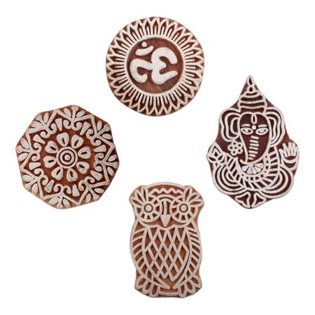 Set of 4 Piece New Mix Wooden Printing Block